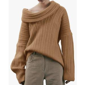 Saodimallsu Womens Off The Shoulder Sweater Top Oversized Fall Batwing Boat Neck Knit Sexy Casual Pullover Large