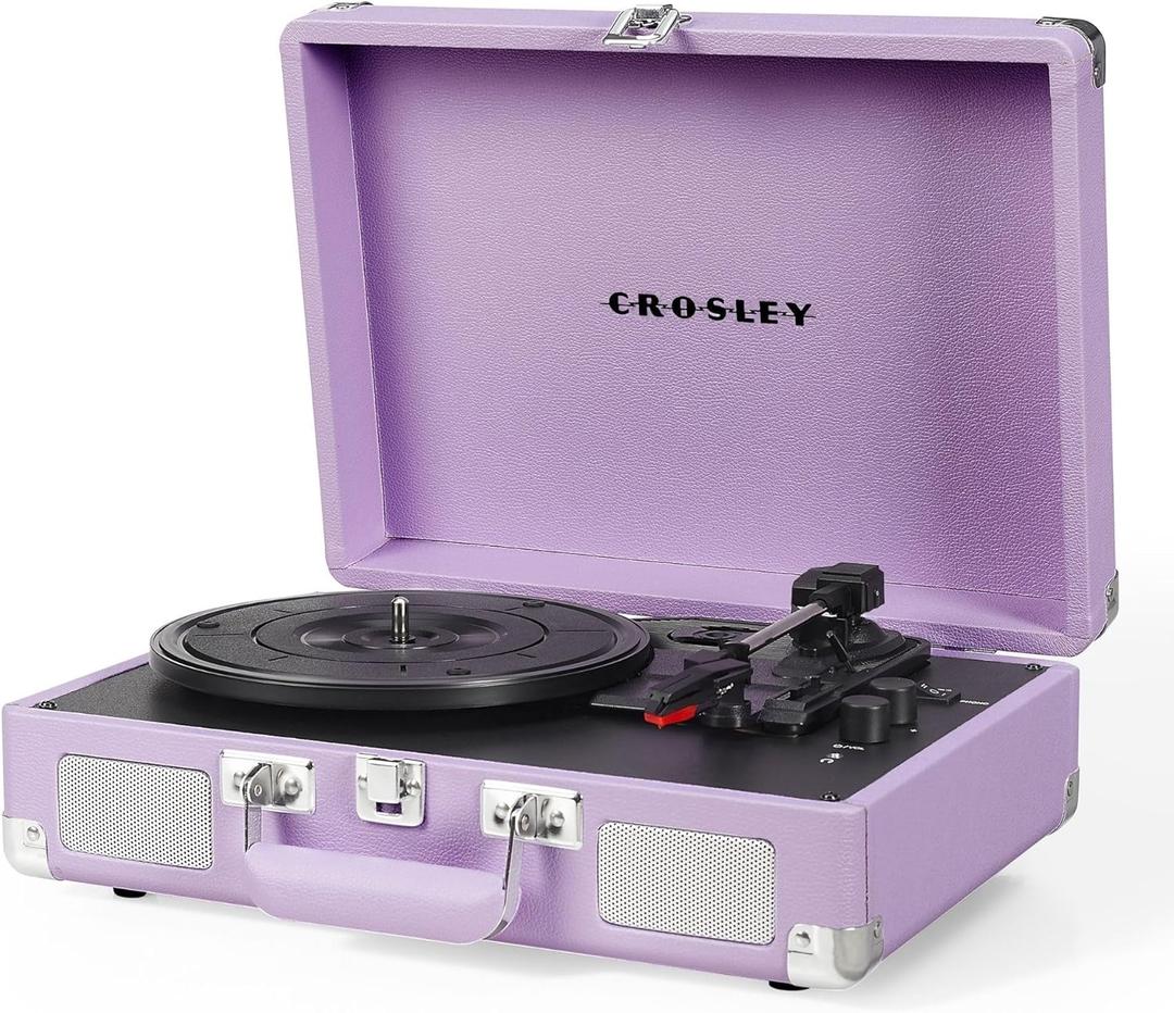 Crosley CR8005F-LN Cruiser Plus Vintage 3-Speed Bluetooth in/Out Suitcase Vinyl Record Player Turntable, Lavender