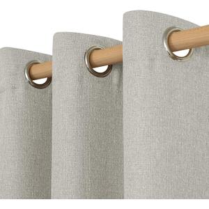 LAMIT Light Grey Linen Textured Curtains for Living Room, Grommet Thick Light Reducing Curtain Light Filtering Panels Drapes for Bedroom/Outdoor/French Door, Set of 2 Panels, W52 x L95