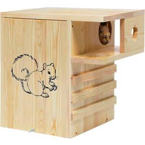 Large Squirrel House for Outside - INRLKIT Extra Large Squirrel Boxes for Outside with Exterior Porch, Wooden Squirrel Nesting Box for Chipmunks and Small Animals, Easy Assemble