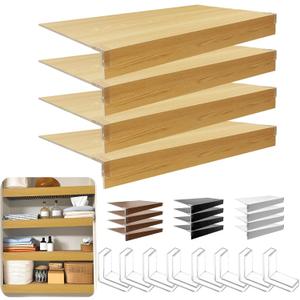 Wire Shelf Cover,KHASIM Wire Rack Covers for Pantry,PVC Wood-Look Faux Wood Shelf Liners,24x12 Inch,0.24 inch Thick for Home and Kitchen Organization (Imitation Oak Color)