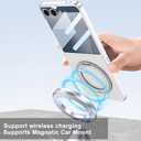Clear Magnetic Case for Samsung Galaxy Z Flip 7 with Ring Holder & Built-in Screen Protector [Compatible with Wireless Charging ] Crystal Clear Plating Shockproof Cover for Z Flip 7 (Transparent)