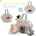 Tezituor 7Pcs Cat Stuffed Animal Set,Plush House with 4 Soft Realistic Kitten Toys,Cats Plushies for Kids Christmas Birthday Halloween Pet Gift Interactive & Travel-Friendly Kitties Carrier Playset