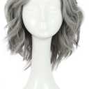 karlery Old Lady Gray Wavy Wig Natural Looking Daily Halloween Cosplay Party Wig