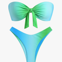 ZAFUL Knotted Bandeau Bikini for Women Strapless Swimsuits High Cut Bathing Suit Sexy Cheeky Tie Side Swimwears, Size M