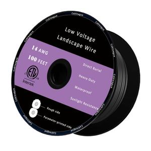 Cableague 14/2 Low Voltage Landscape Lighting Wire 100ft 14AWG*2C Waterproof Conductor Outdoor Direct Burial 100 feet Black