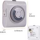 GE Mechanical Grounded Outlet Timer, Dual Plugs with 3 Prongs, 24 Hour Cycle, Indoor Use for Lights, Lamps, Fans, Appliances, Christmas Tree, 1 Pack, 15075