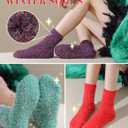 AIVEI Sparkly Fuzzy Socks for Women Men, Christmas Gifts Stocking Stuffers, Funny Cute Crazy Fluffy Plush Slipper Socks for Girls Boys 3 Pairs