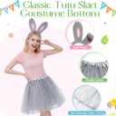 Skicuff 4 Pcs Easter Bunny Costume Set for Women Rabbit Ears Headband, Plush Tail, Nose & Tutu Skirt Easter Party Outfit
