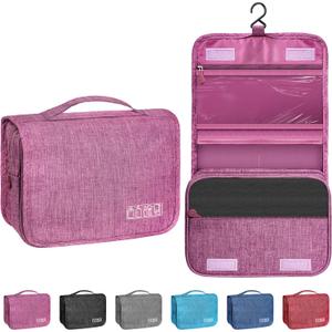 Toiletry Bag Travel Bag with Hanging Hook, Waterproof Capacity Hanging Multifunctional Makeup Bag for Toiletries, Portable Cosmetic Bag Travel Organizer for Women and Men(Purple)