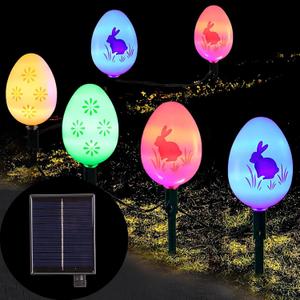 25 FT 20 Packs Easter Eggs Decor String Lights, 8 Modes Colorful Easter Solar Light Outdoor, Waterproof Stake Egg Pathway Light for Garden Patio Lawn Yard
