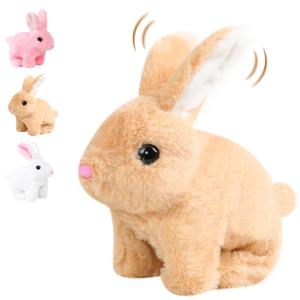 BCBU Bunby Realistic Rabbit Toy,
7''
Easter Realistic Rabbit Toys,Interactive Plush Bunny,Realistic Bunny Can Walk and Talk,Lifelike Movements, Hops,Twitches & Wiggles Ears,Handmade,Easter Gift(Pink)