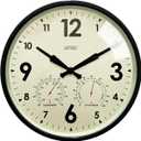 Cloudnola Indoor Outdoor Waterproof Metal Wall Clock with Thermometer and Hygrometer, Black, 12 inch Silent Non-Ticking Battery Operated Quality Quartz Round Clock for Patio and Home Decor