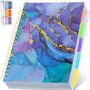 5 Subject Notebook for Work with Removable Dividers Tabs, Large 8.5" x 11 Spiral Lined Notebooks for School Note Taking & Organizer, A4 240 Pages College Ruled Journal for Women & Writing, Purple