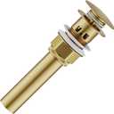 Bathroom Sink Drain with Strainer Basket and Pop-Up Drain Stopper Set (Gold, with Overflow)