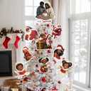 Christmas Black Santa Ornaments for Christmas Tree African American Topper 9Pcs for Xmas Tree Top Decoration Indoor Outdoor Home Decor Holiday Party