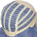 Linfairy Long Blonde with Blue Curly Wig Costume Halloween Party Wigs (Small)