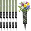 Zhehao 24 Pcs Cemetery Vases for Grave Flower Holders with Ground Spikes, 12 Inch Outdoor Memorial Flower Vase for Headstone Decorations, Garden Stake Vase for Grave Flowers Cemetery Decoration