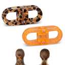 2-Pack Smart Magnetic Hair Clips for women - Strong Hold Magnetic Claw Clips for Hair, Lightweight and Fashional Hairclips for Easy Everyday Hairstyes, Suitable for Daily, Work & Special Occasions (Leopard print+Chocolate)