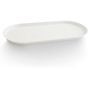 Small Silicone Tray 8.7" White Oval Catch All Decorative Tray for Vanity Bathroom Desk