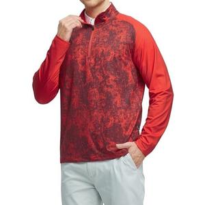 M MAELREG Quarter Zip Pullover Men Moisture Wicking Lightweight Sports Print Mock Neck Golf 1/4 Zip Pullover Mens Sweatshirt M
