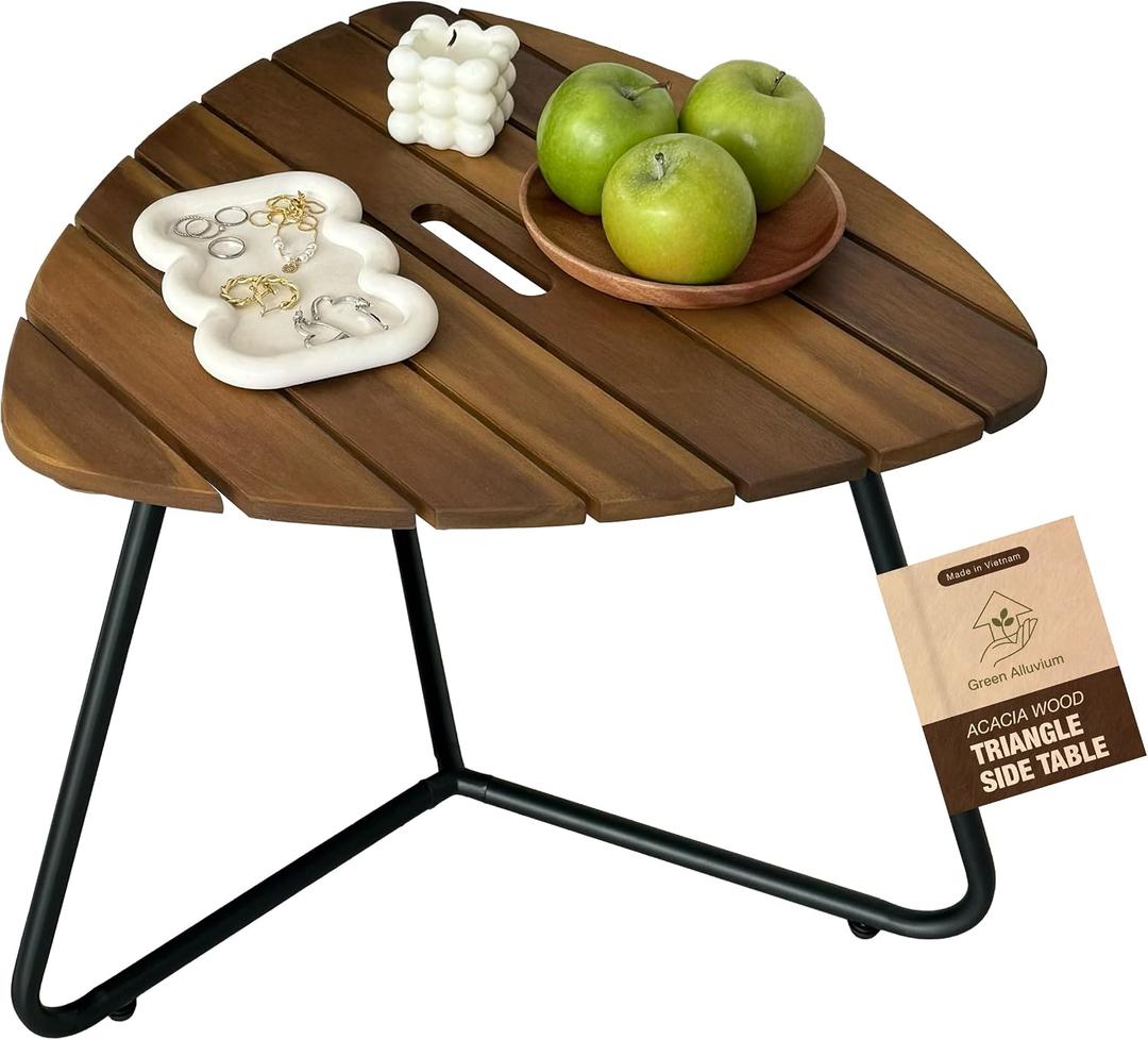 Portable Adirondack Side Table 15"H - Wood & Metal Patio Table for Indoor & Outdoor Use - Small Outdoor End Table for Picnic, Camping, Adirondack Chair, Great Father's Day Gift | Golden Teak Finish