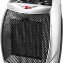 Kismile Small Electric Space Heater, Portable Ceramic Space Heater Fan for Office with Adjustable Thermostat and Overheat Protection ETL Listed for Kitchen, 750W/1500W(Silver)
