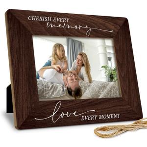 Gift for Parents Family - 4x6 Photo Frame with Inspirational Quote | Wall & Tabletop Display, Cherish Every Memory and Love Every Moment