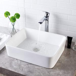 Lordear Vessel Sink Rectangle 19 Inch Bathroom Sink,Rectangular Modern Above Counter Bathroom Sinks White 19x15 Inch Porcelain Ceramic Vessel Vanity Sink Art Basin