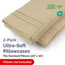 2 x Standard Pillow Cases Set of 2 - Ultra-Soft Hotel Quality Pillowcase Covers - Comfy & Wrinkle Free - Stain and Fade Resistant - Machine Washable Pillow Protectors - 2 Piece Set - Standard Size Beige