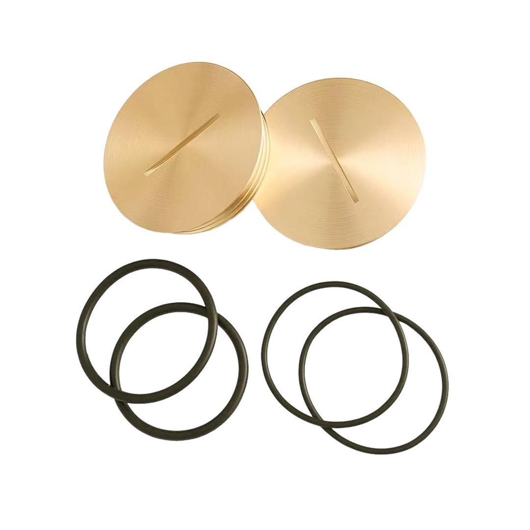 2PCS 5249 Cover Plate (with Two Sets of O-Rings) for Floor Box, Fitted to 5249 Single Outlet only, 1.72 Width, 1.53OD, Brass Cap Replacements