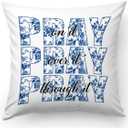 2 x KongMoTree Pink Coquette Bow Christian Pillows Covers, Christian Gifts for Women, Inspirational Bible Verse Pillow Covers, Flannel Pillow Cases Decor for Couch Bedroom Prayer Room - Pray Blue Floral