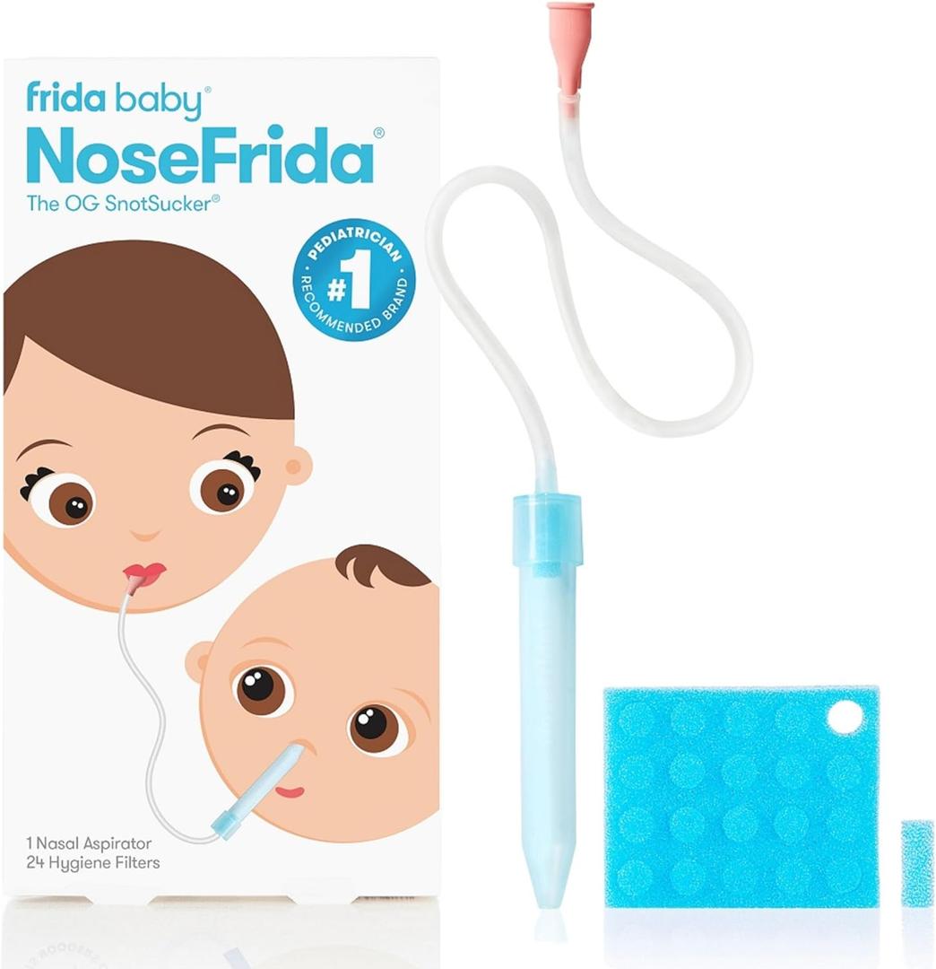 Frida Baby NoseFrida SnotSucker for Baby, Nasal Aspirator for Baby, Nose Sucker, Nasal Aspirator for Allergy Relief + Congestion Relief with 24 Extra Hygiene Filters, FSA/HSA Eligible (Nosefrida 24 Filter)