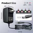 UL Listed 12V 2A 10ft Long Power Supply Adapter, 24W 1.5A 1A 0.8A 0.5A AC/DC Switching Adapter for LED Strip Lights, Keyboard, BT Speaker, Router, Monitor, Webcam, Makeup Mirror, DVR, NVR, CCTV Camera