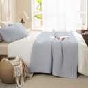 Sanracie Cotton Oversized King Bedspread(128"x120"), Cornflower Blue Soft Stonewashed Extra Large Wide Oversized Quilt Set Cross Stitch Lightweight Crinkle Coverlet Set 3Pcs for All Season