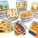 WorldBazaar Cute Thanksgiving Leftover Containers 36PCS Thanksgiving Take Home Containers with Lids Fall Turkey Foil Pans Food Sacks Storage Harvest Party Supplies