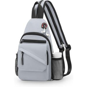 Small Crossbody Bag Casual Sling Bag for Men, Convertible Backpack, 3-in-1 Anti-Theft Shoulder Bag Trendy Daypack for Travel, Light Grey