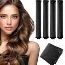 Seritant Heatless Curls Overnight with Satin Head Scarf, Velvet Hair Rollers for Blowout Look, No Heat Curling Rod for Long Thick Hair, Soft Sleep In Flexi Rods - 4PCS8)