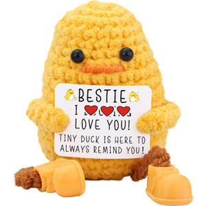 3 x Bestie Gifts Long Legged Duck, Birthday Christmas, Suitable for Bestie Women Friend BFF, Handmade Emotional Knitted Duck