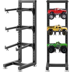 AceOrbit Rc Car Stand 5 Layer Adjustable Wall Mount Car Display Rack with Screws Crawler 8" x 9" x 24" Storage System for 1/10 1/12 1/18 1/24 1/32 Multiple Scale Cars/Trucks Stand Shelf(Black)