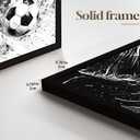 Framed Soccer Wall Art Black and White Soccer Wall Decor Football Sports Poster Print Artwork Modern Sports Theme Painting Picture for Stadium Boys Room Living Room Bedroom Home Decoration