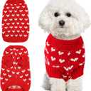 Heart Knit Pet Sweater, Warm Pullover Winter Clothes for Small and Medium Dogs Cats, Soft Puppy Outfit for Cold Weather, Christmas, Valentine's Day (Red, L (Fit 89 lbs, Chest 1314", Neck 1011"))