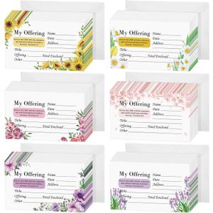 Tenare 600 Count Small Offering Envelopes for Church 2.99 x 5 Inch Tithe and Offering Envelopes Coin Donations Checks Cash Money Thank You Church Gift for Religious Baptism Occasions, 6 Style