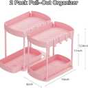 Ukeetap 2 Pack Multi-Purpose Pull-Out Storage Organizers, Under Sink & Cabinet Organizers, 12.8 Inch Pink