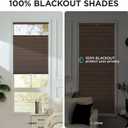 Joydeco No Tools No Drill Blinds for Indoor Windows, Cordless Window Blinds Cellular Shades Top Down Bottom Up Blackout Honeycomb Blinds Thermal Insulated Noise Reduction (Dark Brown, 34" W x 64" H)