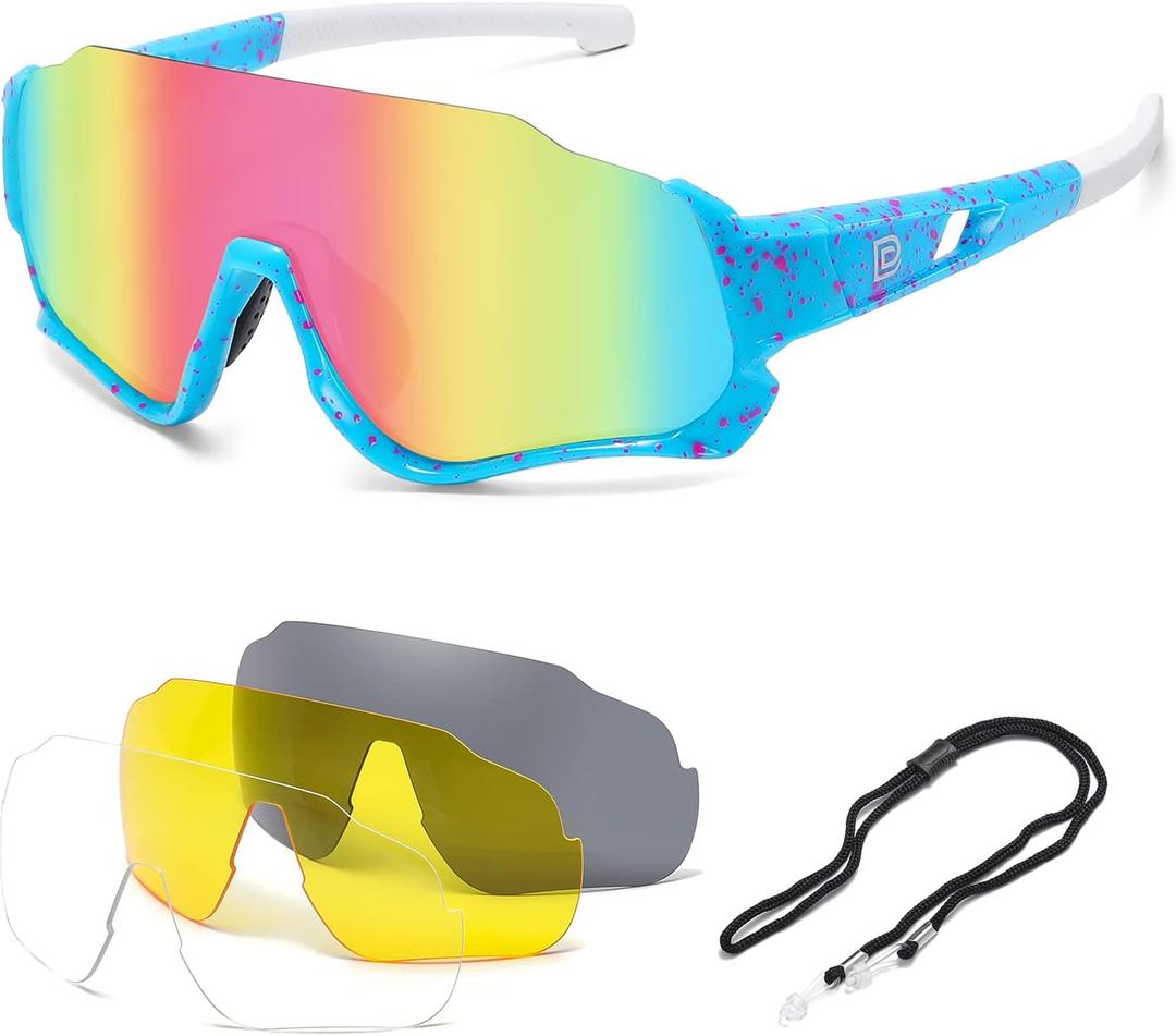 DUCO 4 Lenses Kids Sunglasses Polarized Youth Baseball Sun Glasses Sports Teens Cycling Shades Boys Girls DK280
