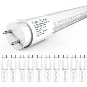 Sunco 10 Pack T8 LED Bulbs 4 Foot, Tube Light Bulbs Ballast Bypass, 48 Inch Fluorescent Replacement, 2200 LM, 18W, 5000K Daylight, Single Ended Power, Type B, Clear Lens UL