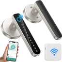 Fingerprint Door Lock- biometric Smart Door knob- passcode keypad Door Handle，for Bedroom Hotel Office Apartment (Silver+WI-FI)