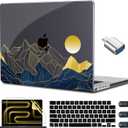 CISSOOK for MacBook Pro 14 inch 2025 2024 2023 2022 2021 Release Model M5 M4 M3 M2 M1, Plastic Hard Shell Case Keyboard Cover Screen Protector for MacBook Pro 14", Mountain &Raised Sun