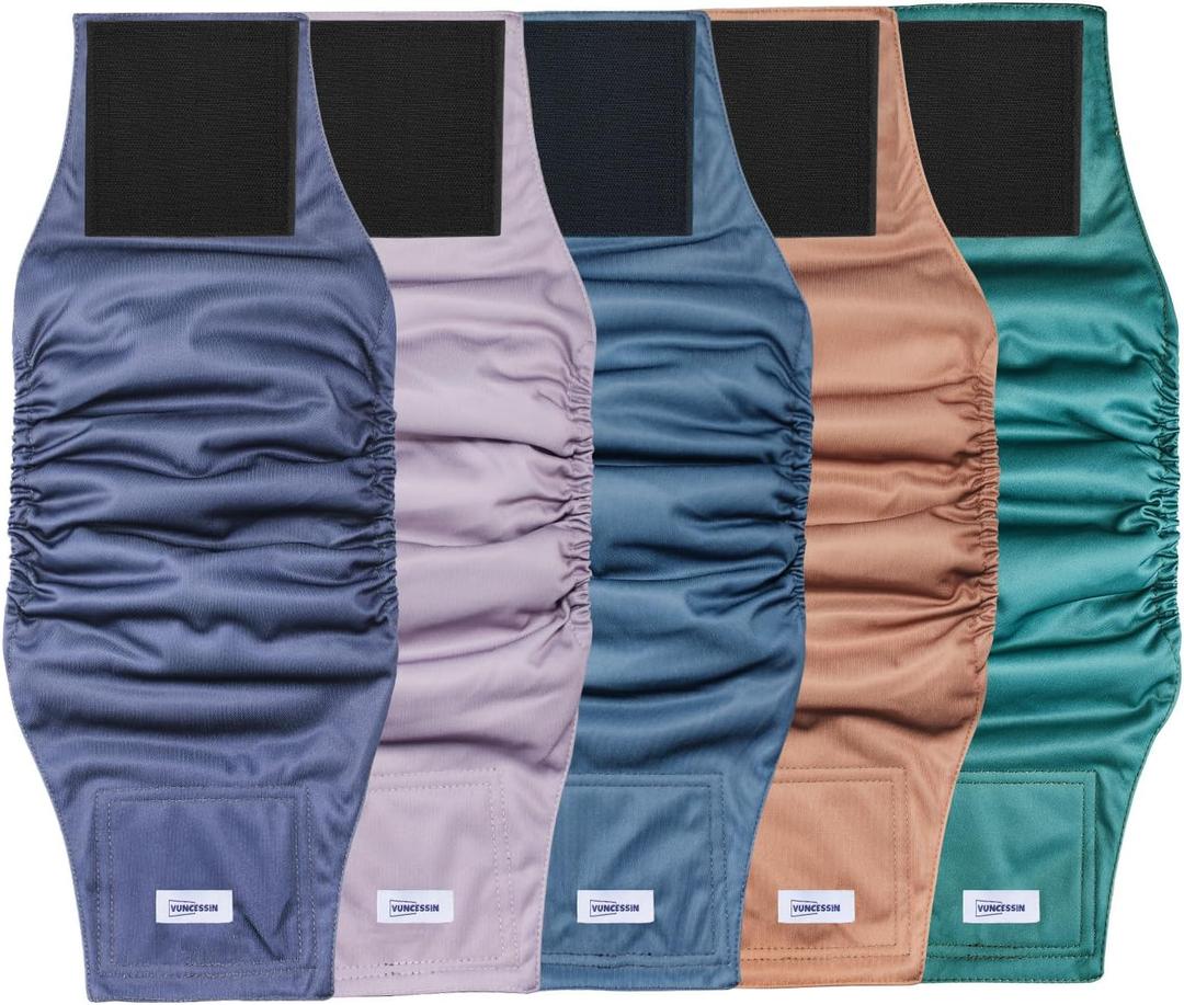 Reusable Dog Diapers Male, Premium Washable Belly Bands for Male Dogs Large, Pack of 5, High Absorbing Male Dog Wraps for Doggie & Puppy in Incontinence or Excitable Urination and Training (Large)